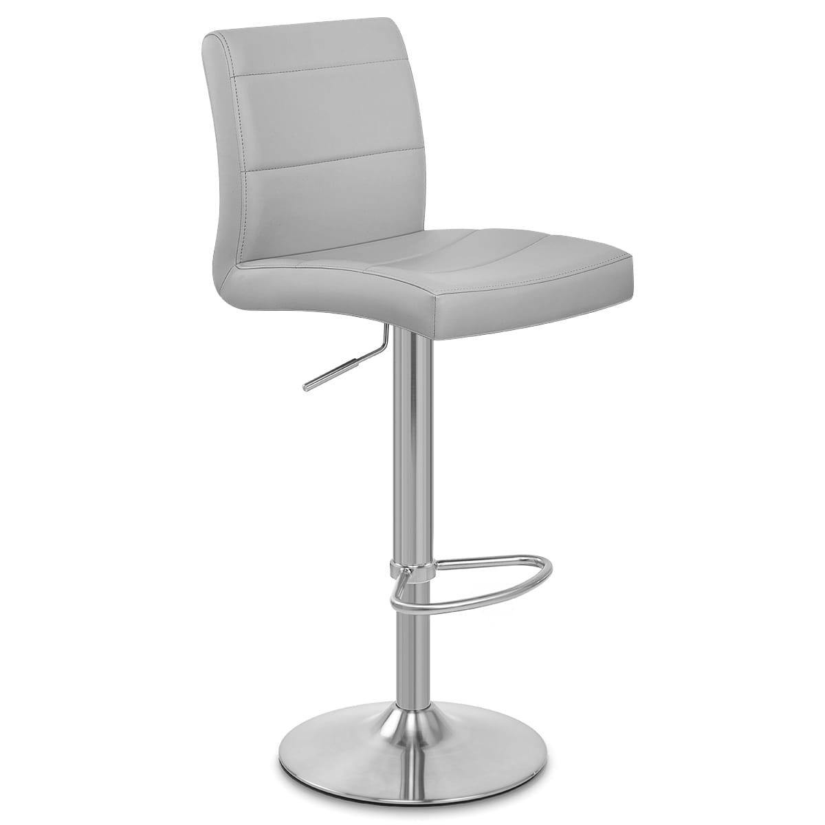 Sgabello Ecopelle Cromo Satinato - Breakfast Grigio