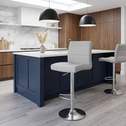 Sgabello Ecopelle Cromo Satinato - Breakfast Grigio