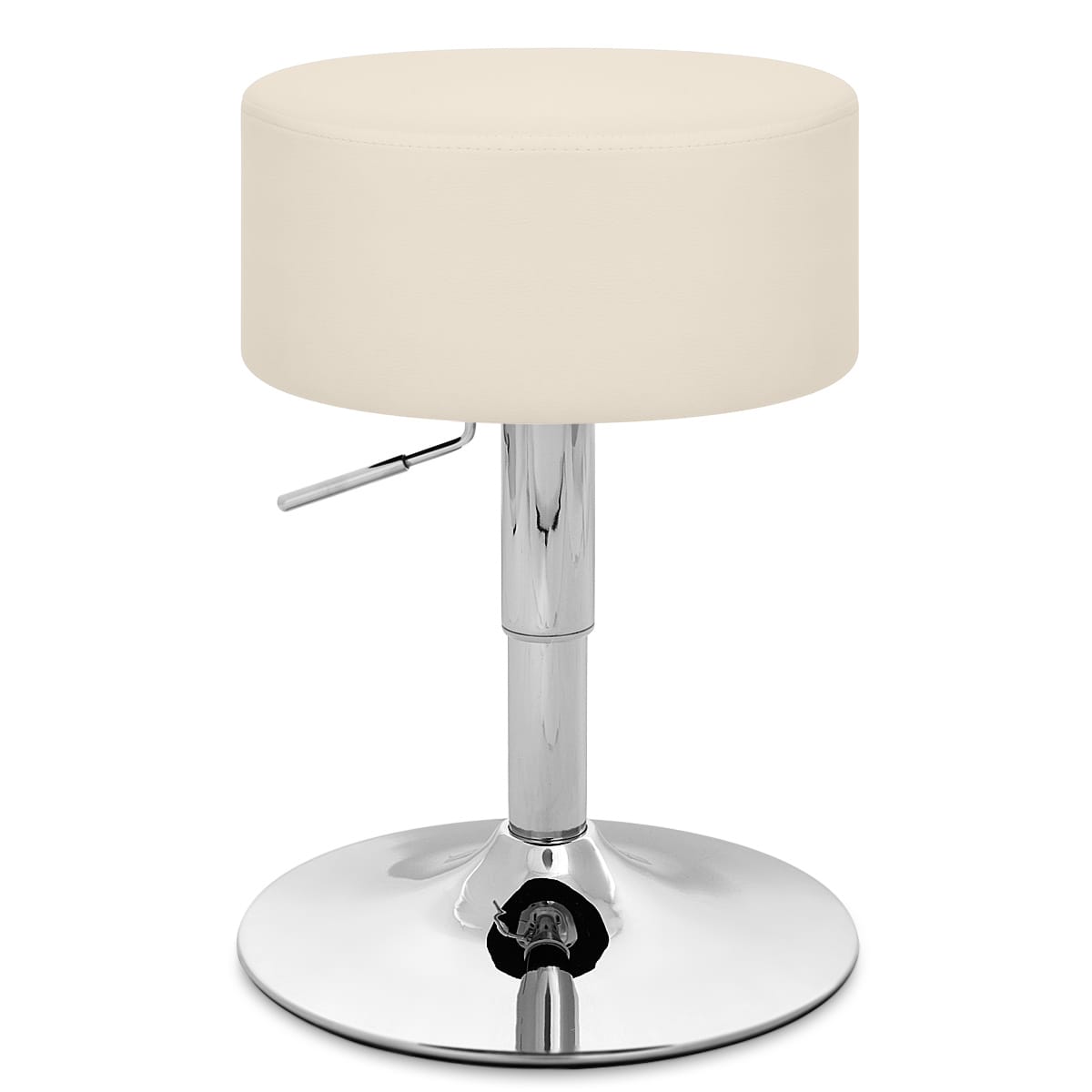 Sgabello Basso Ecopelle Cromato - Bullet Crema