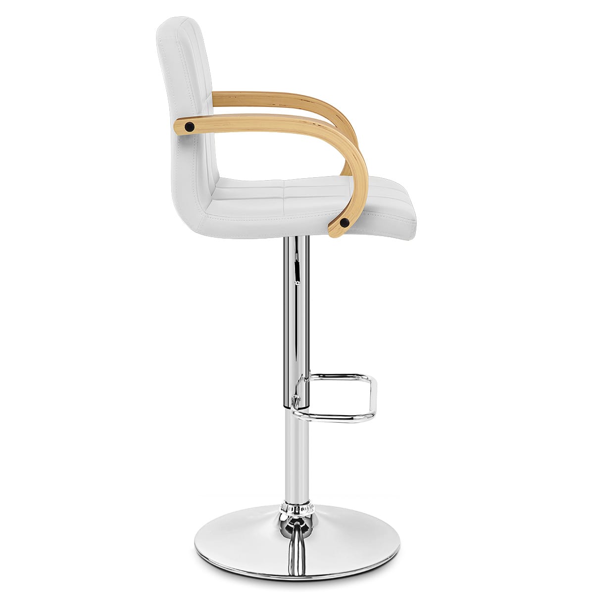 Sgabello Ecopelle Cromato - Burton Bianco