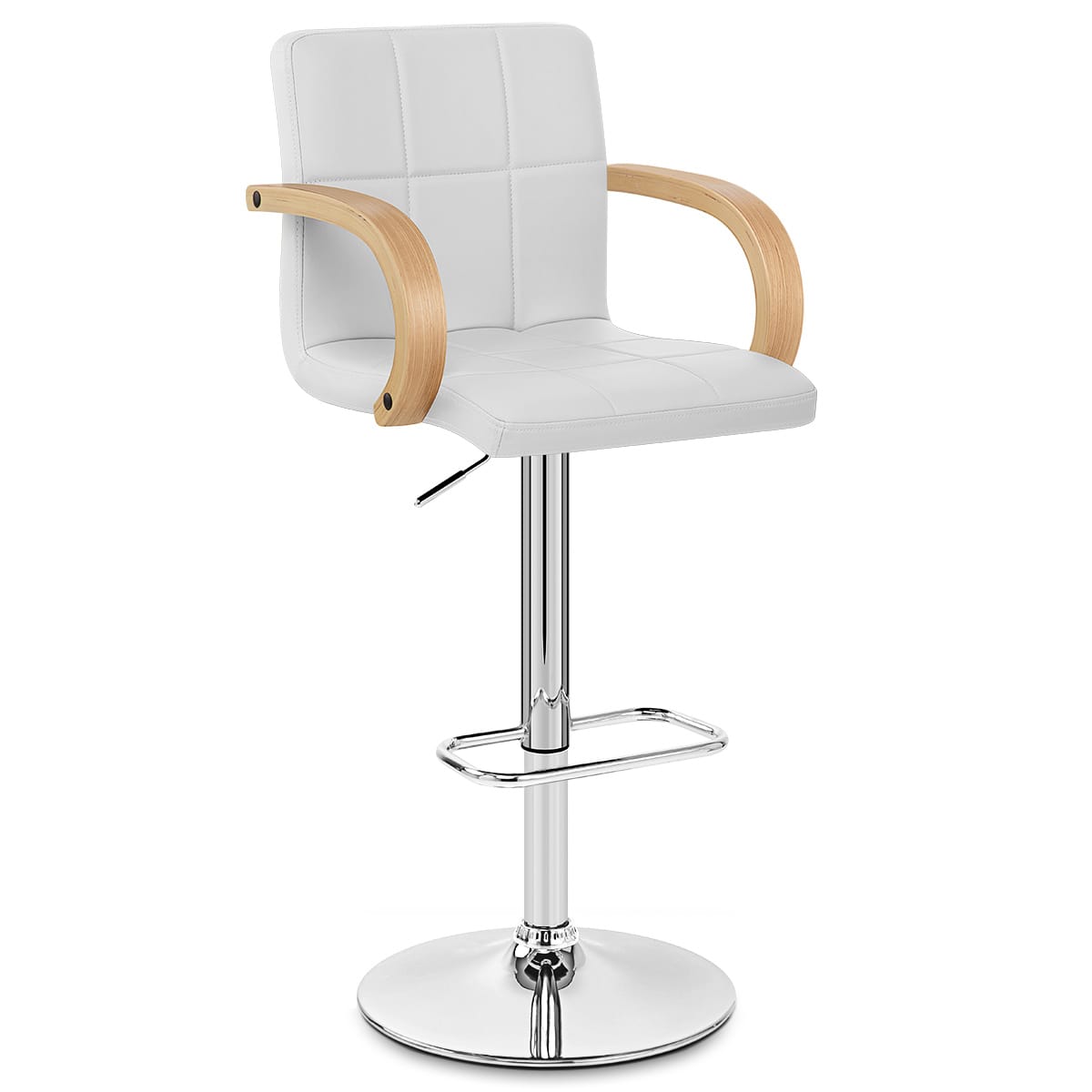 Sgabello Ecopelle Cromato - Burton Bianco