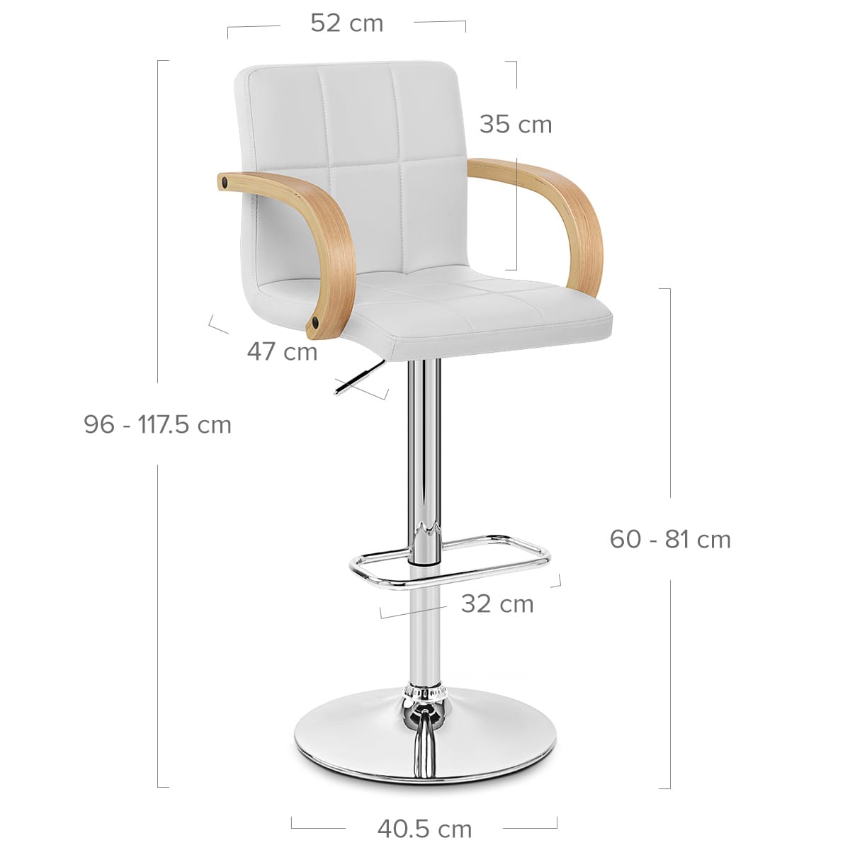 Sgabello Ecopelle Cromato - Burton Bianco