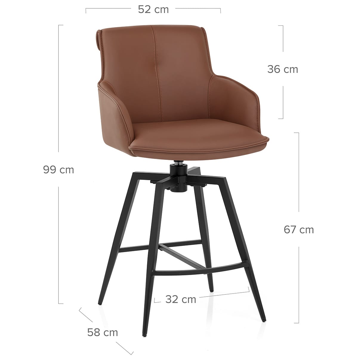 Sgabello Vera Pelle - Camden Marrone