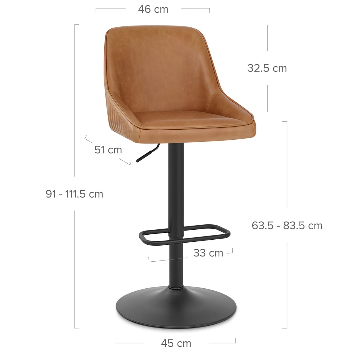 Sgabello Vera Pelle - Canberra Marrone