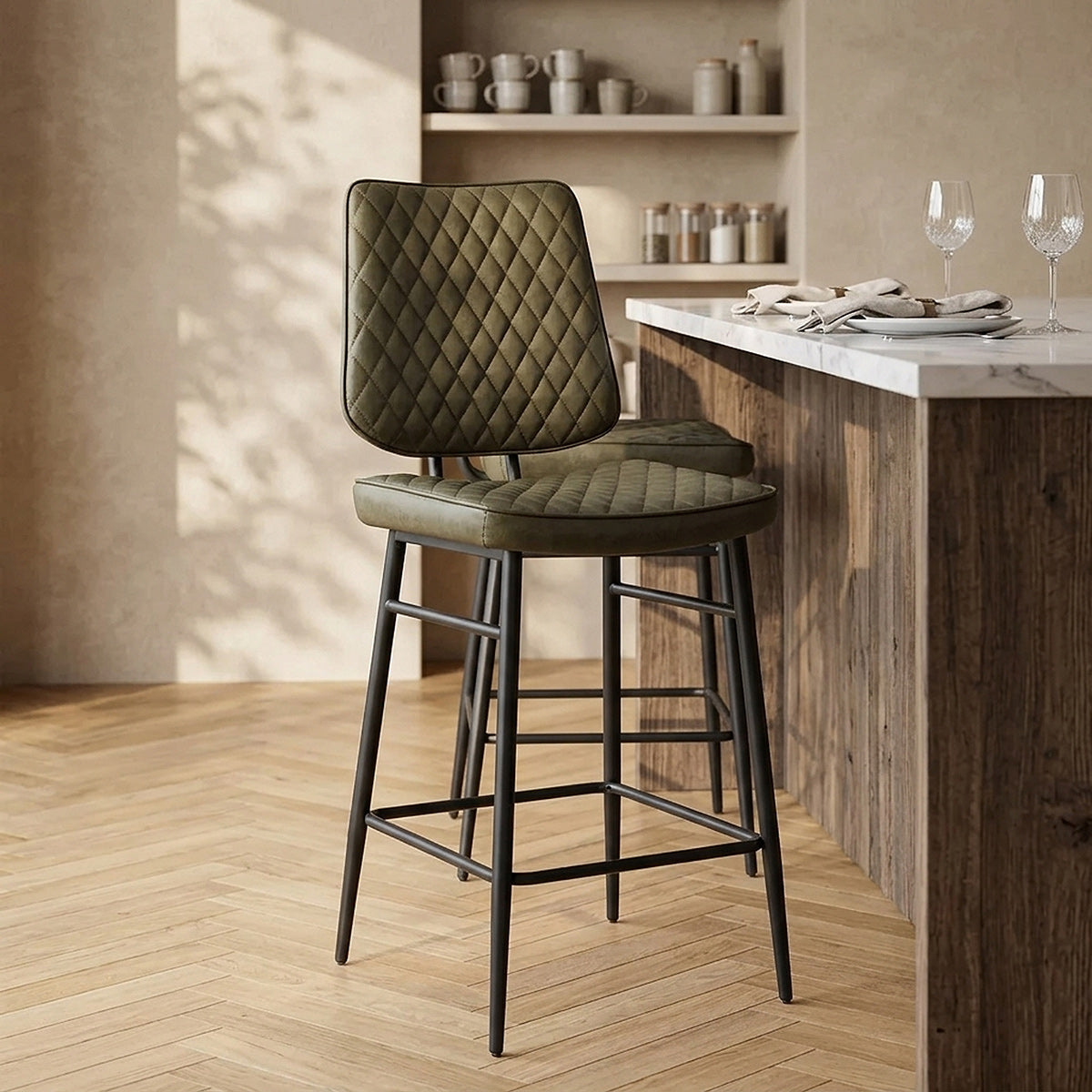 Sgabello Ecopelle - Caprice Verde