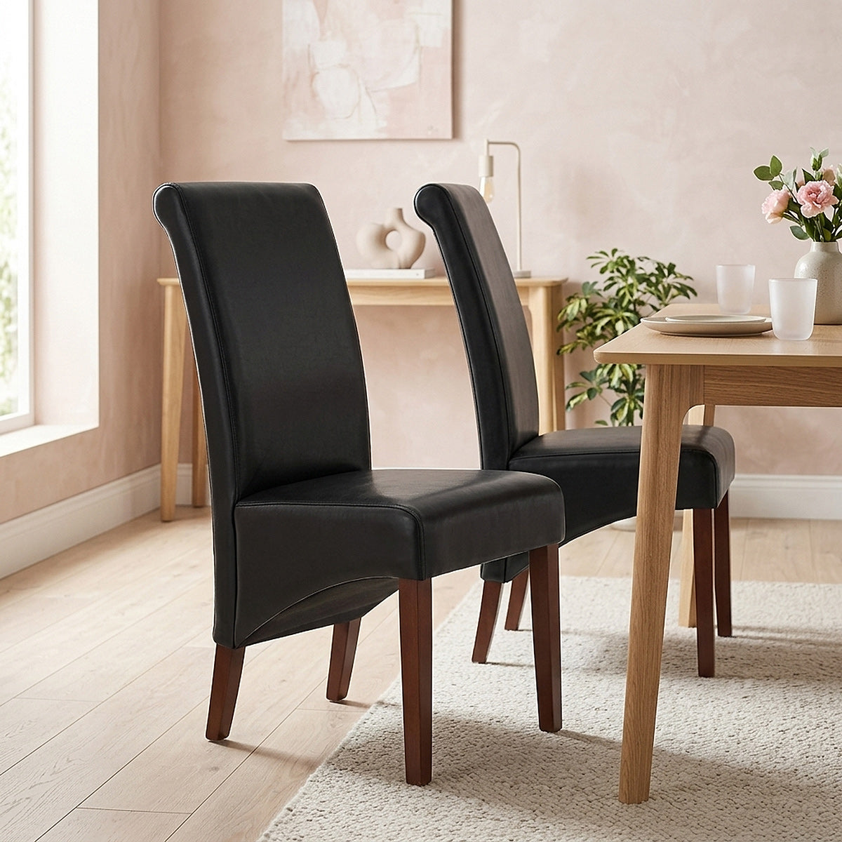 Sedia Pelle rigenerata Legno - Carlo Noce Nero