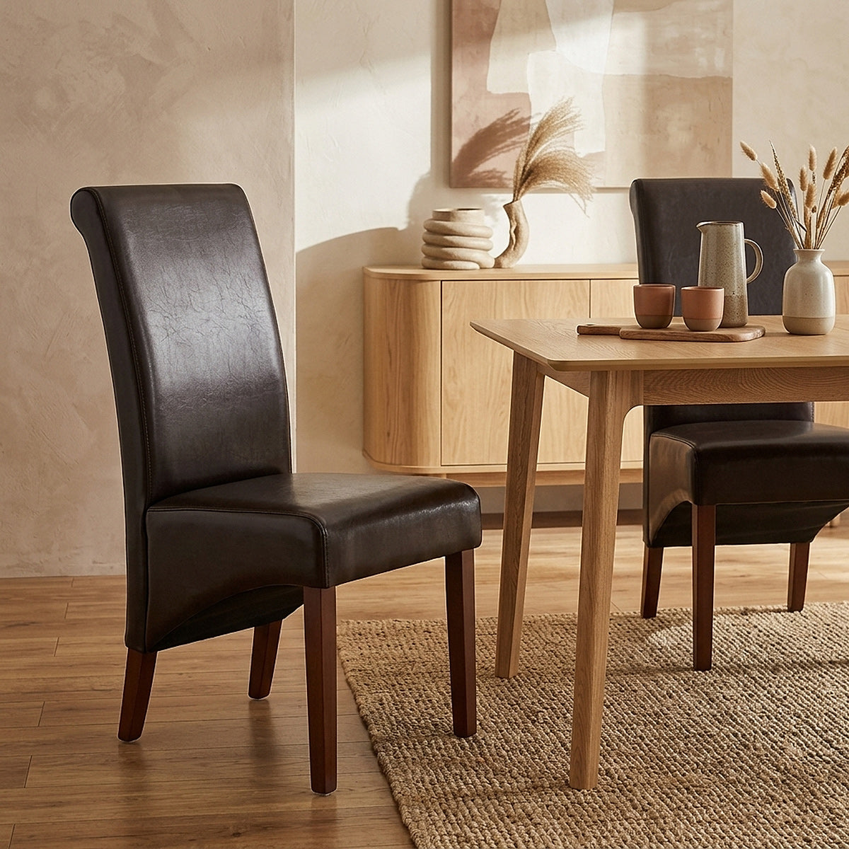 Sedia Pelle rigenerata Legno - Carlo Noce Marrone