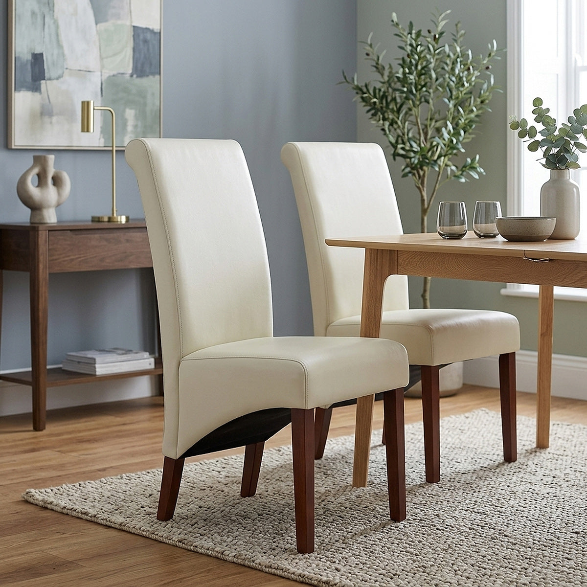 Sedia Pelle rigenerata Legno - Carlo Noce Crema