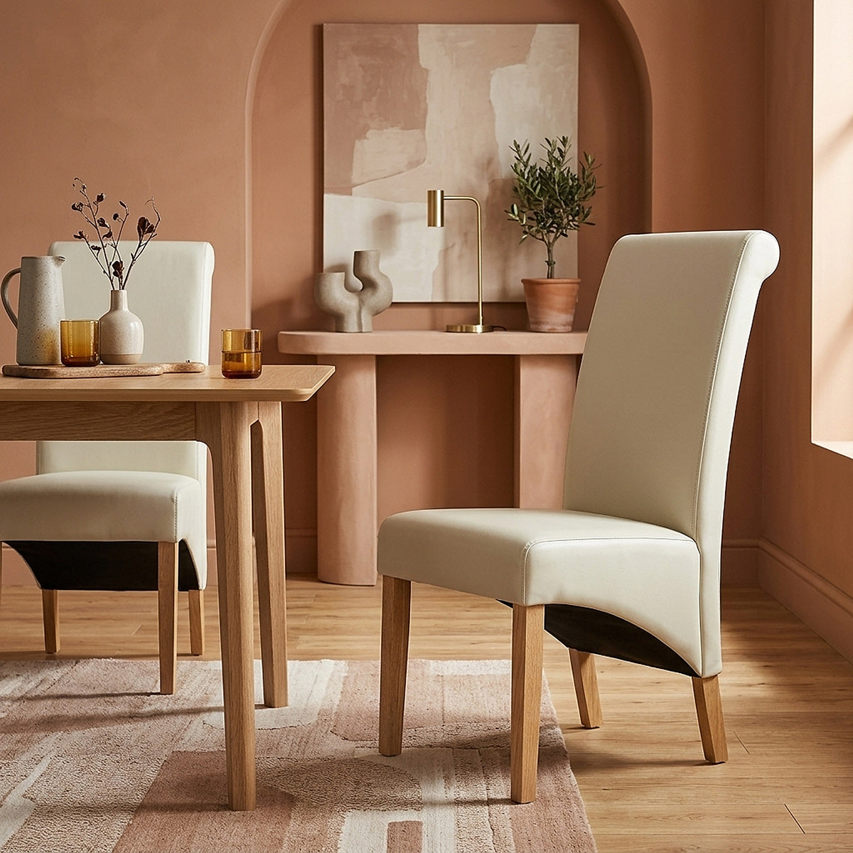 Sedia Pelle rigenerata Legno - Carlo Quercia Crema