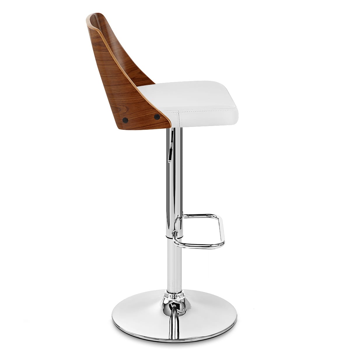 Sgabello Pelle Legno Cromato - Carmen Bianco