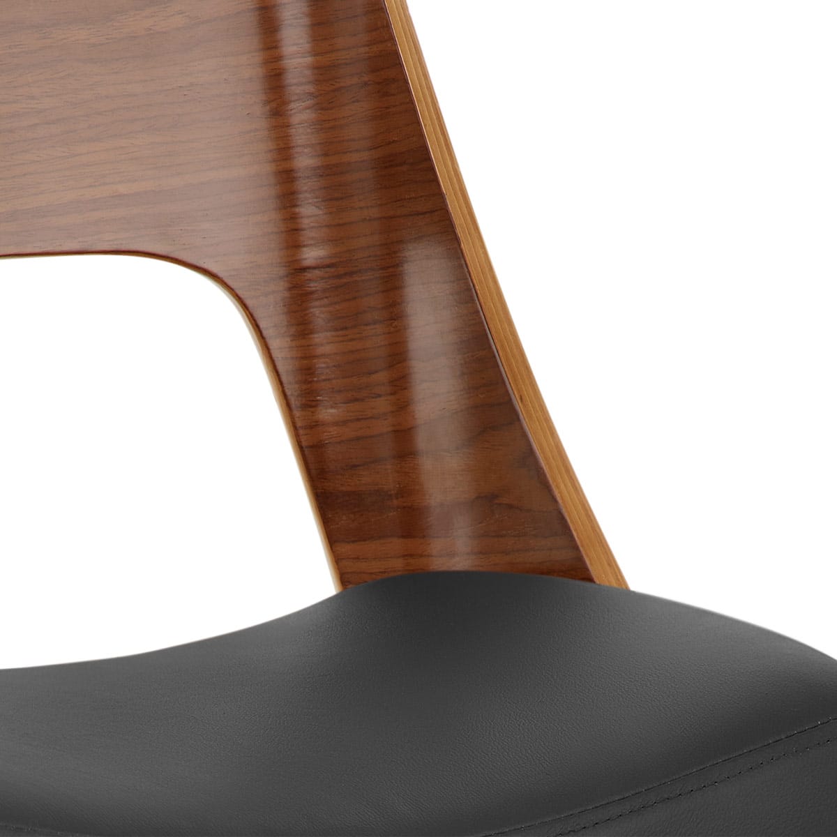 Sgabello Pelle Legno Cromato - Carmen Nero