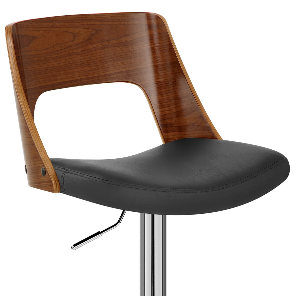 Sgabello Pelle Legno Cromato - Carmen Nero