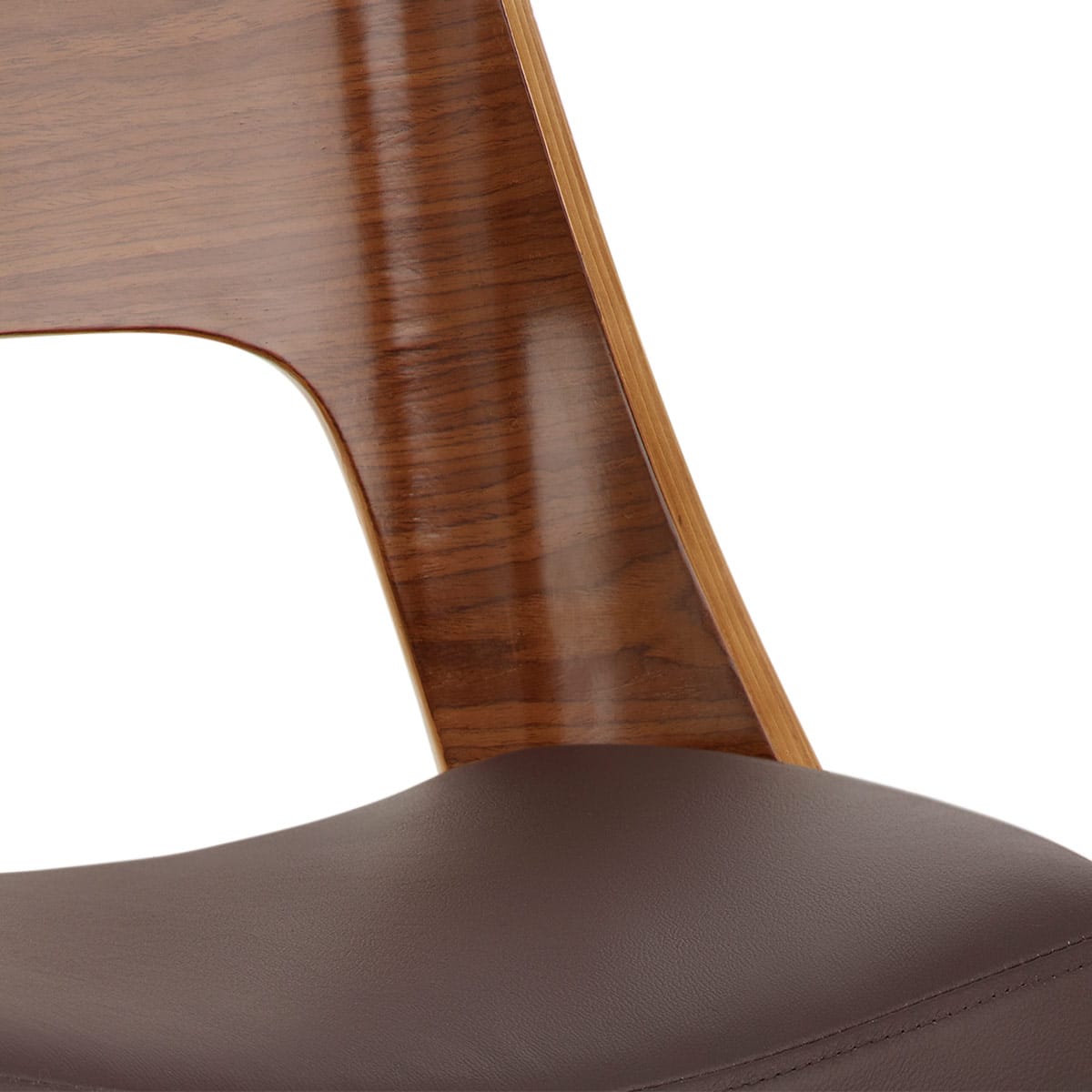Sgabello Pelle Legno Cromato - Carmen Marrone