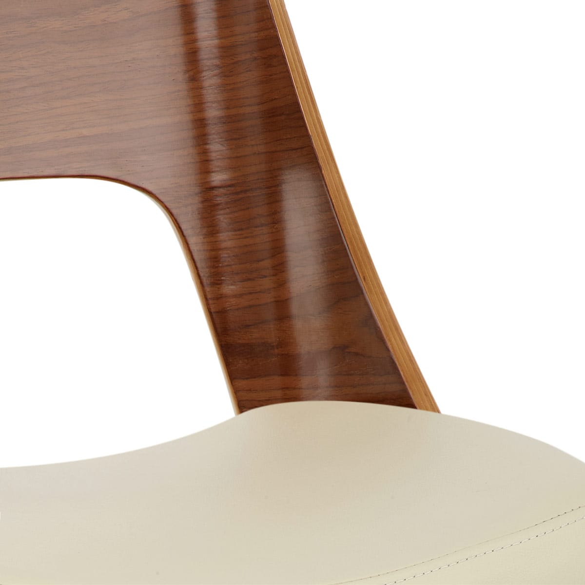 Sgabello Pelle Legno Cromato - Carmen Crema