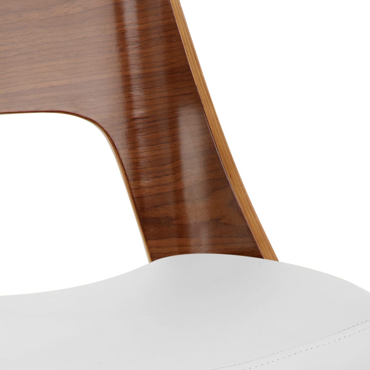 Sgabello Pelle Legno Cromato - Carmen Bianco