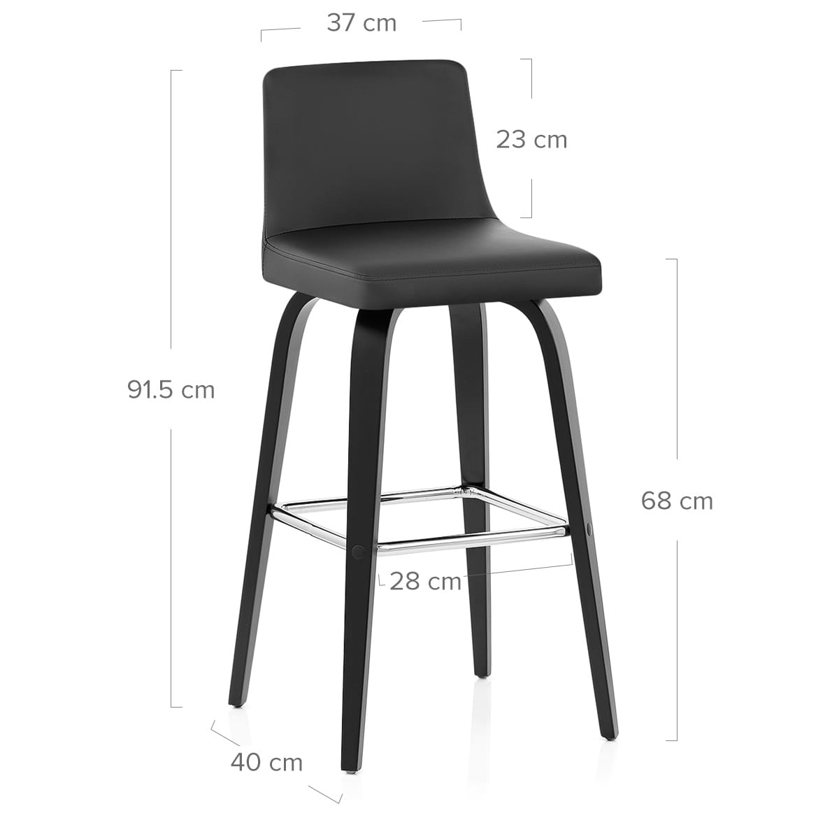 Sgabello Ecopelle Legno - Charlotte Nero