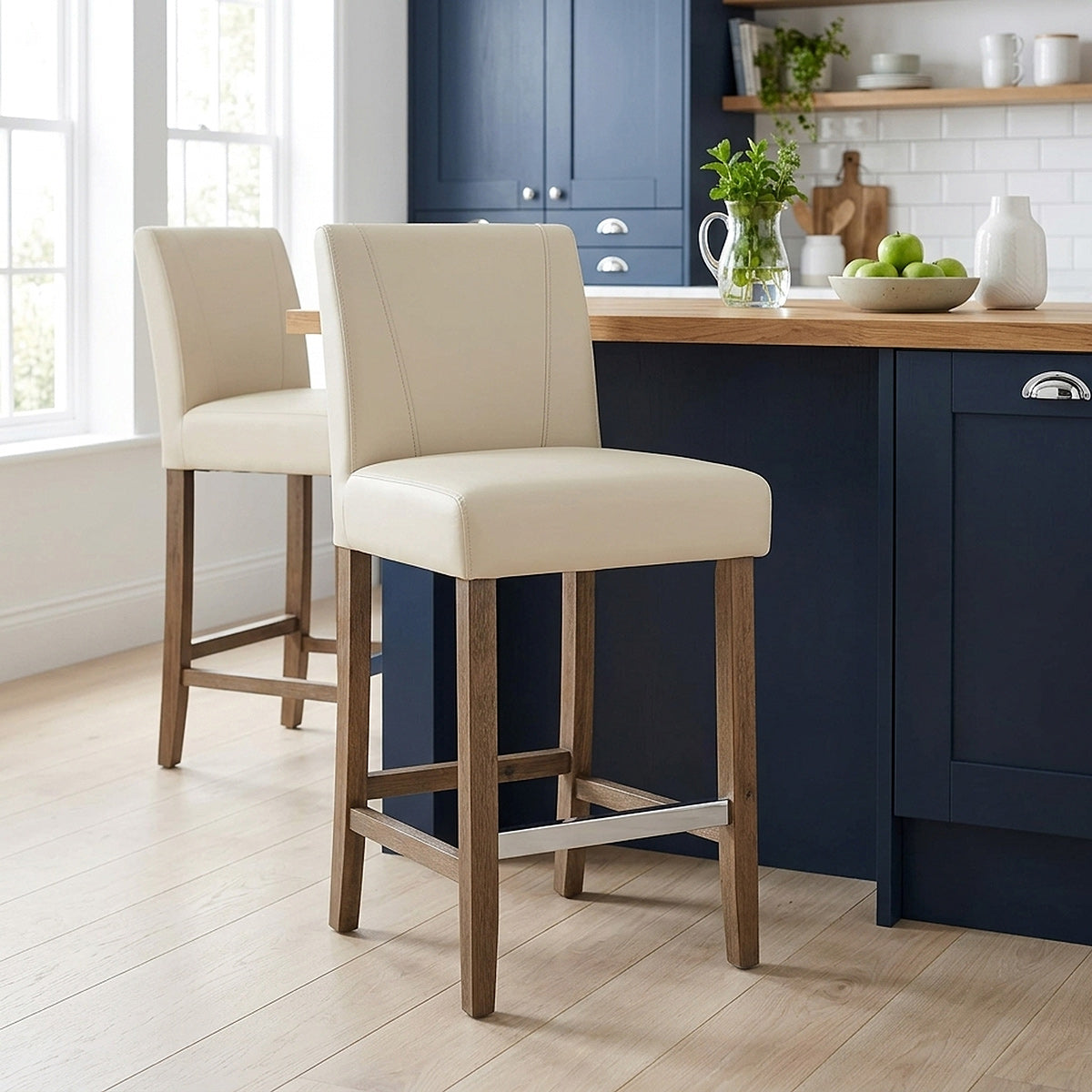 Sgabello Ecopelle Legno - Chartwell Crema