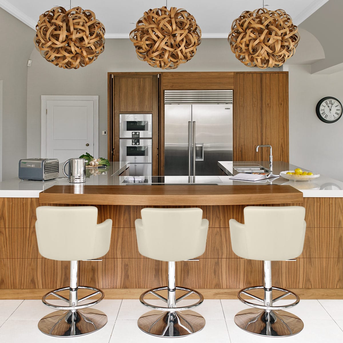 Sedia da bar Ecopelle Cromato - Chateau Crema