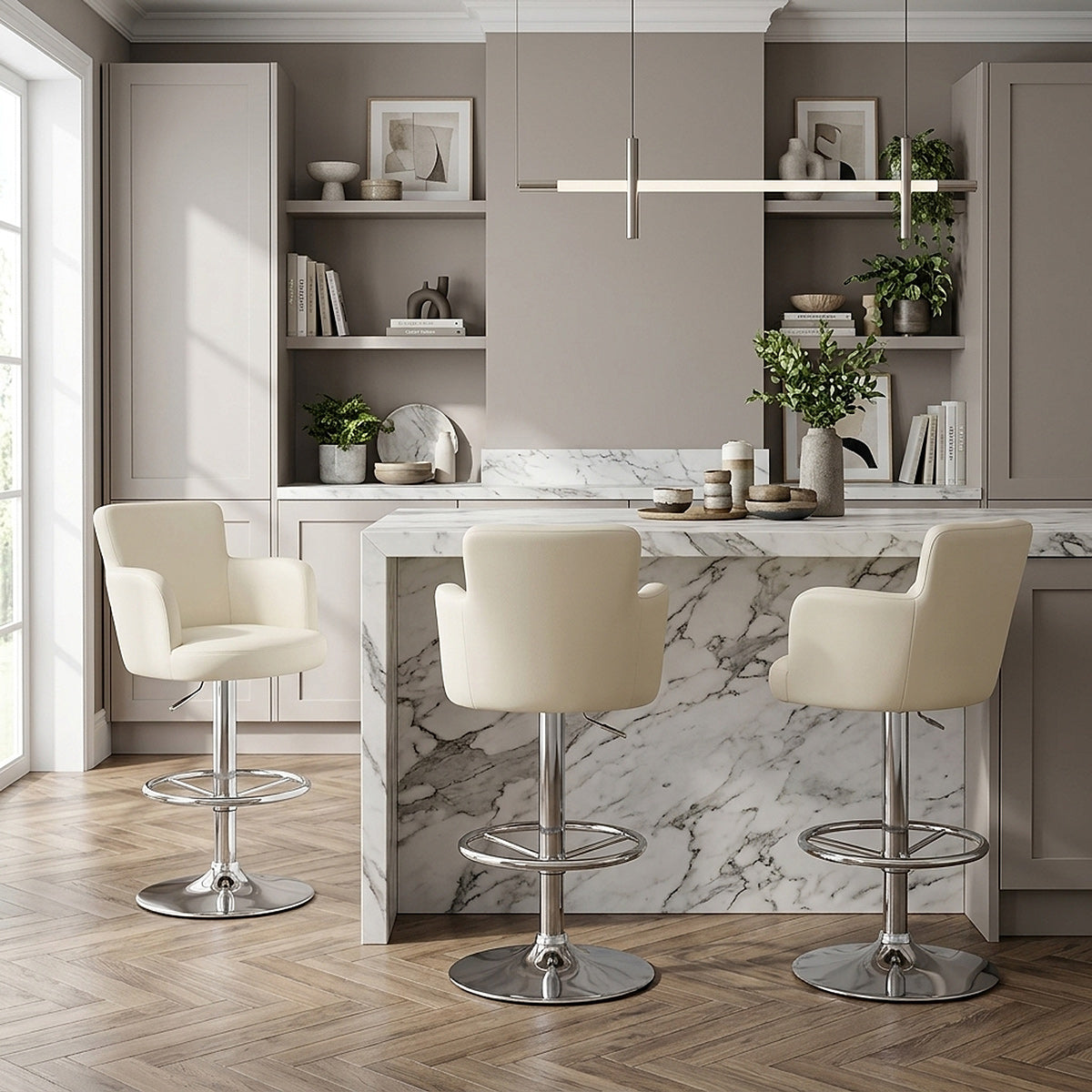 Sedia da bar Ecopelle Cromato - Chateau Crema