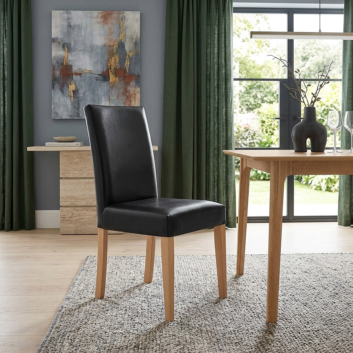Sedia Pelle rigenerata Legno - Chicago Quercia Nero