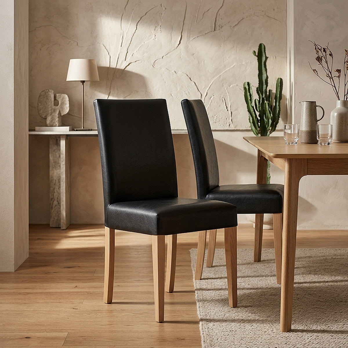 Sedia Pelle rigenerata Legno - Chicago Quercia Nero