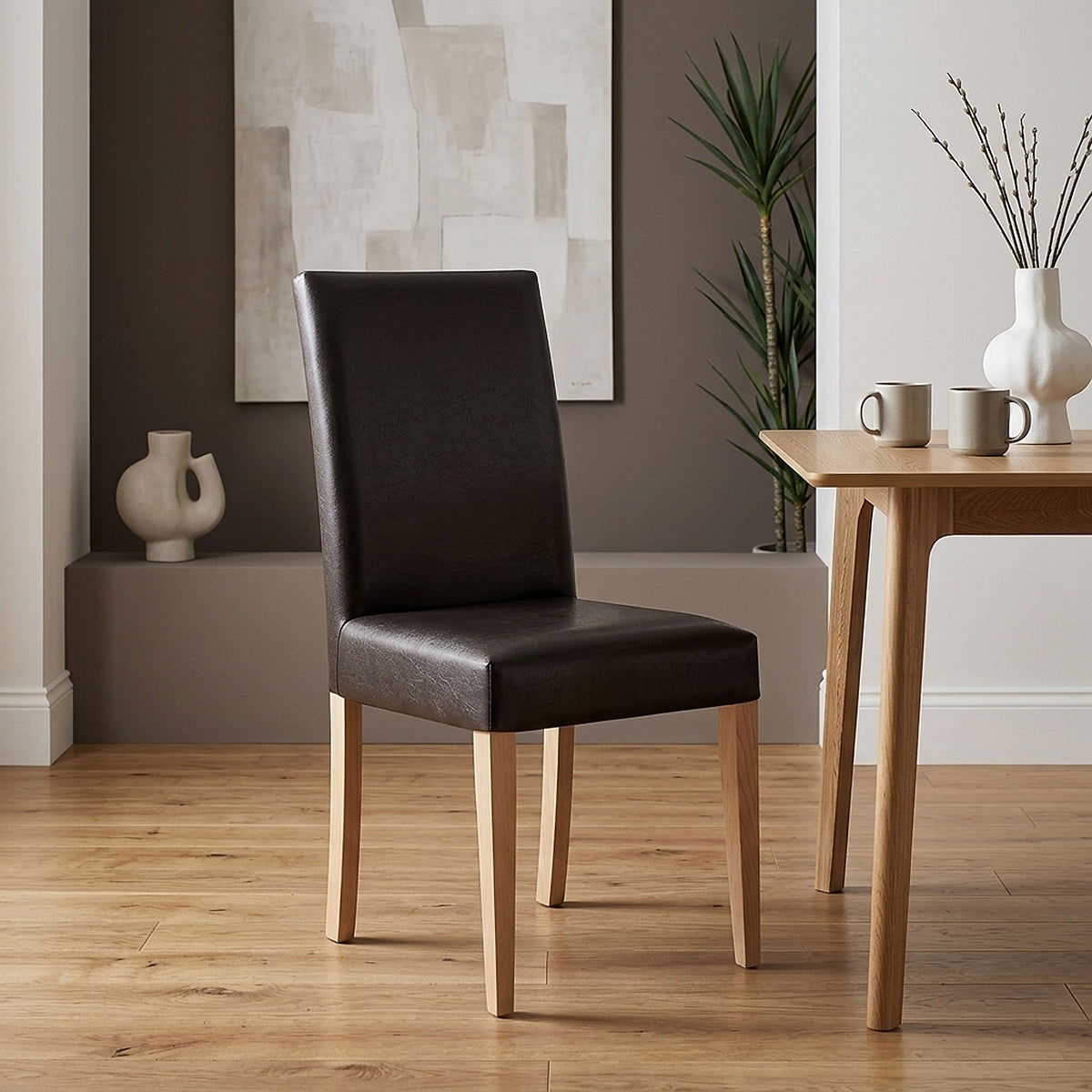 Sedia Pelle rigenerata Legno - Chicago Quercia Marrone
