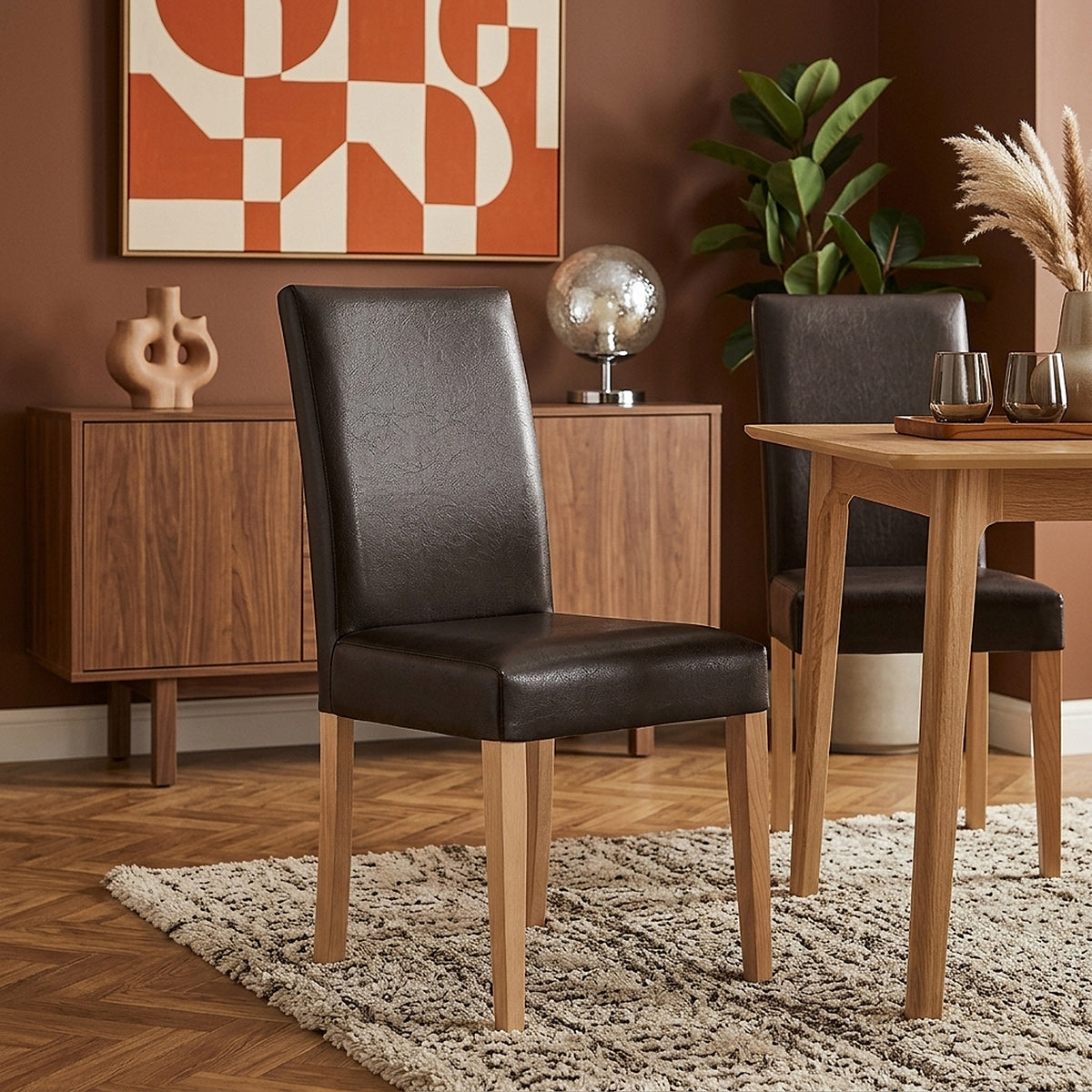Sedia Pelle rigenerata Legno - Chicago Quercia Marrone