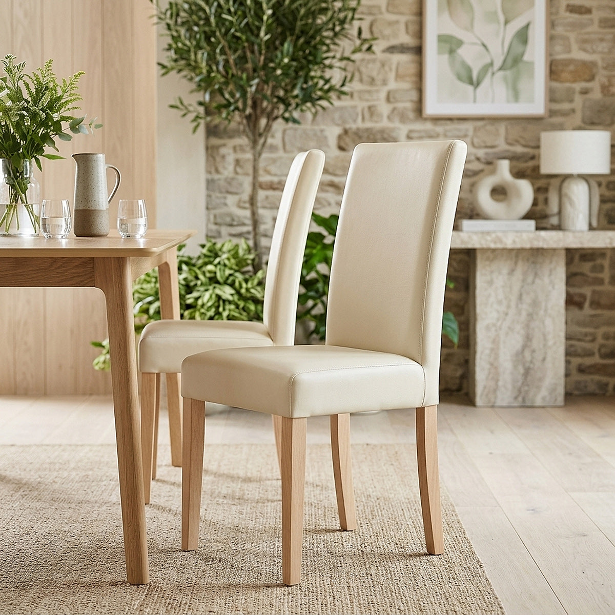 Sedia Pelle rigenerata Legno - Chicago Quercia Crema