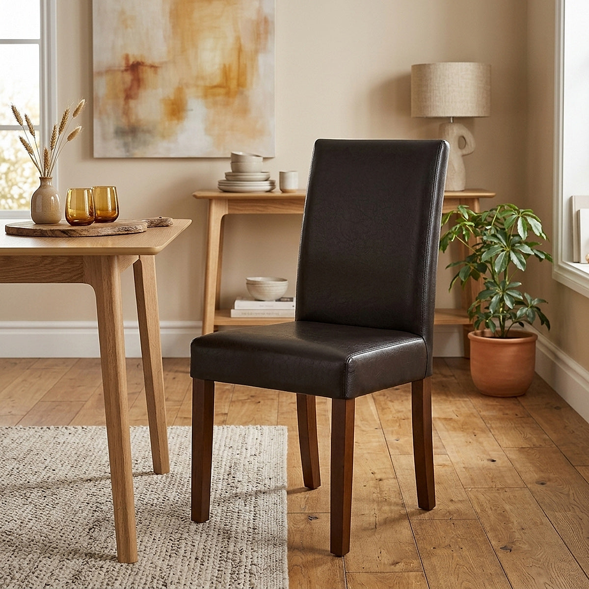 Sedia Pelle rigenerata Legno - Chicago Noce Marrone