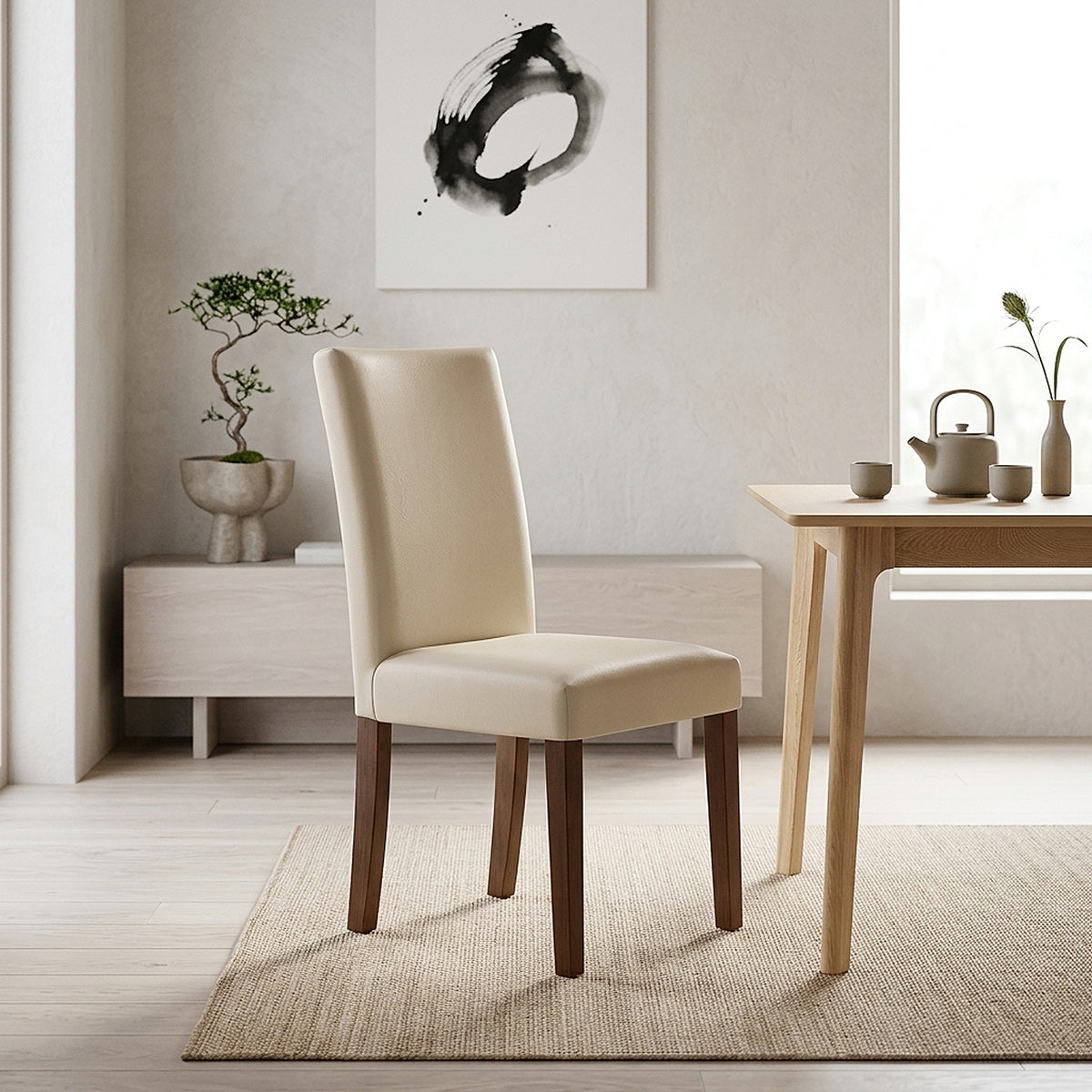 Sedia Pelle rigenerata Legno - Chicago Noce Crema