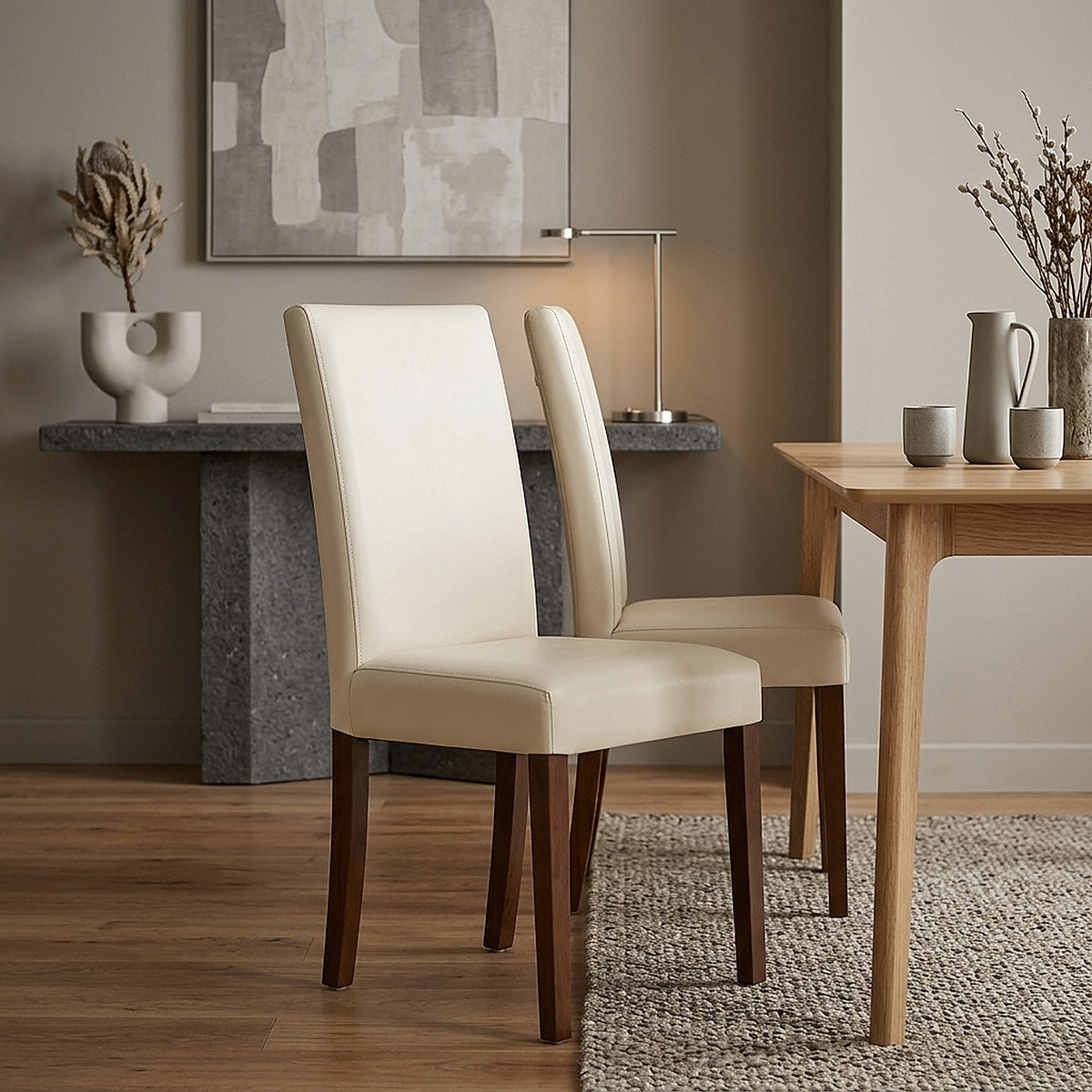 Sedia Pelle rigenerata Legno - Chicago Noce Crema
