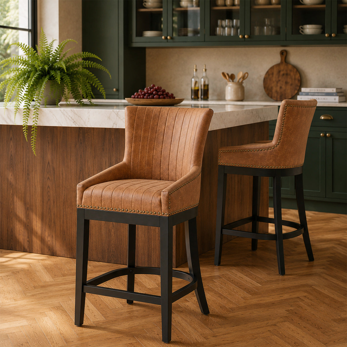 Sgabello Ecopelle Legno - Chiltern Cuoio