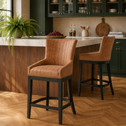 Sgabello Ecopelle Legno - Chiltern Cuoio