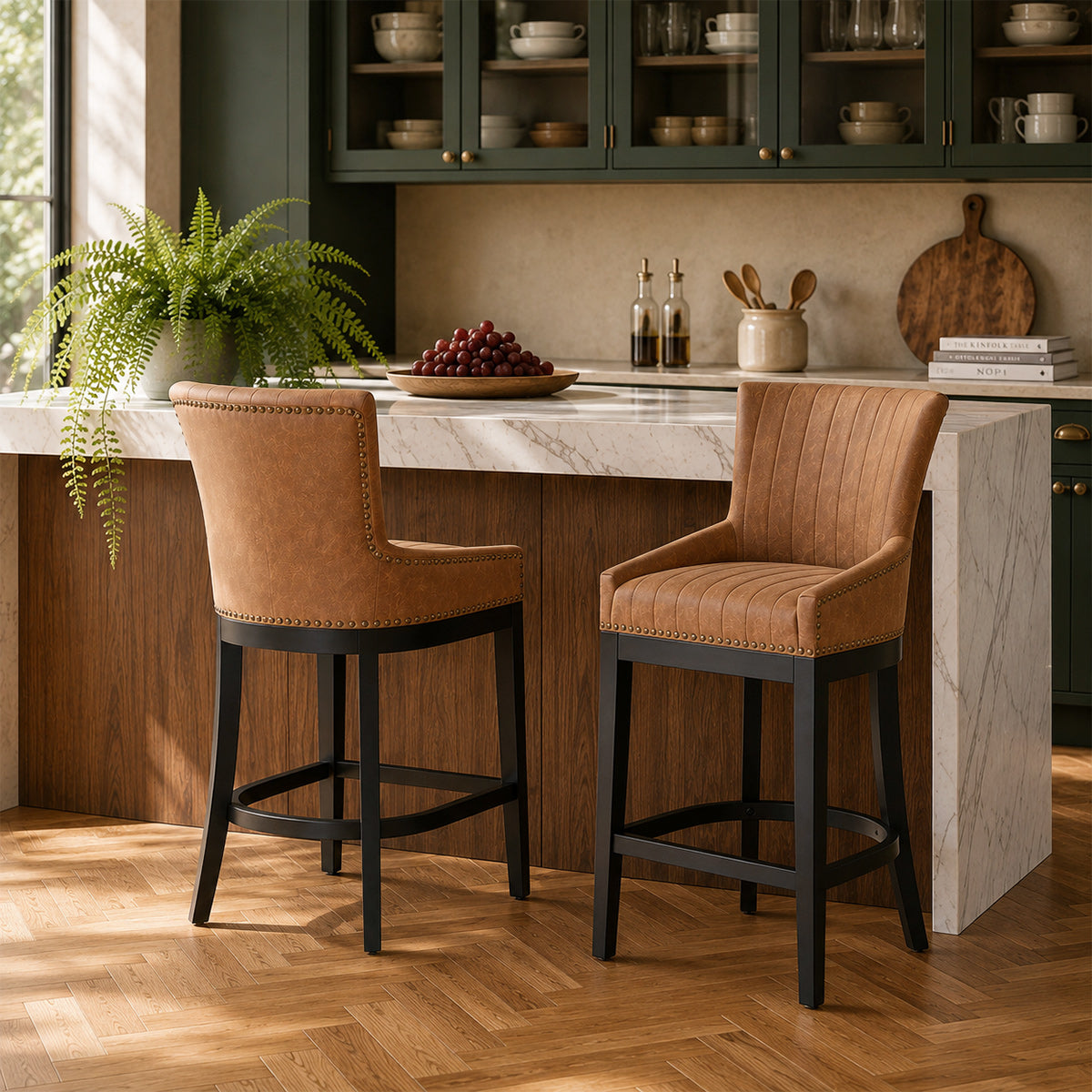 Sgabello Ecopelle Legno - Chiltern Cuoio