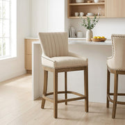 Sgabello Ecopelle Legno - Chiltern Crema