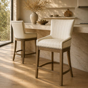 Sgabello Vera Pelle Quercia - Chiltern Crema