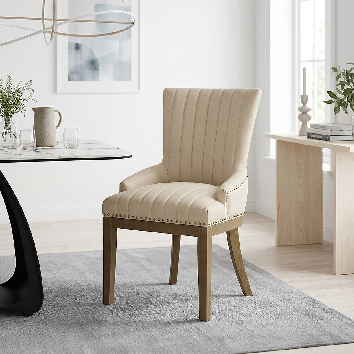 Sedia da pranzo Ecopelle Quercia - Chiltern Beige