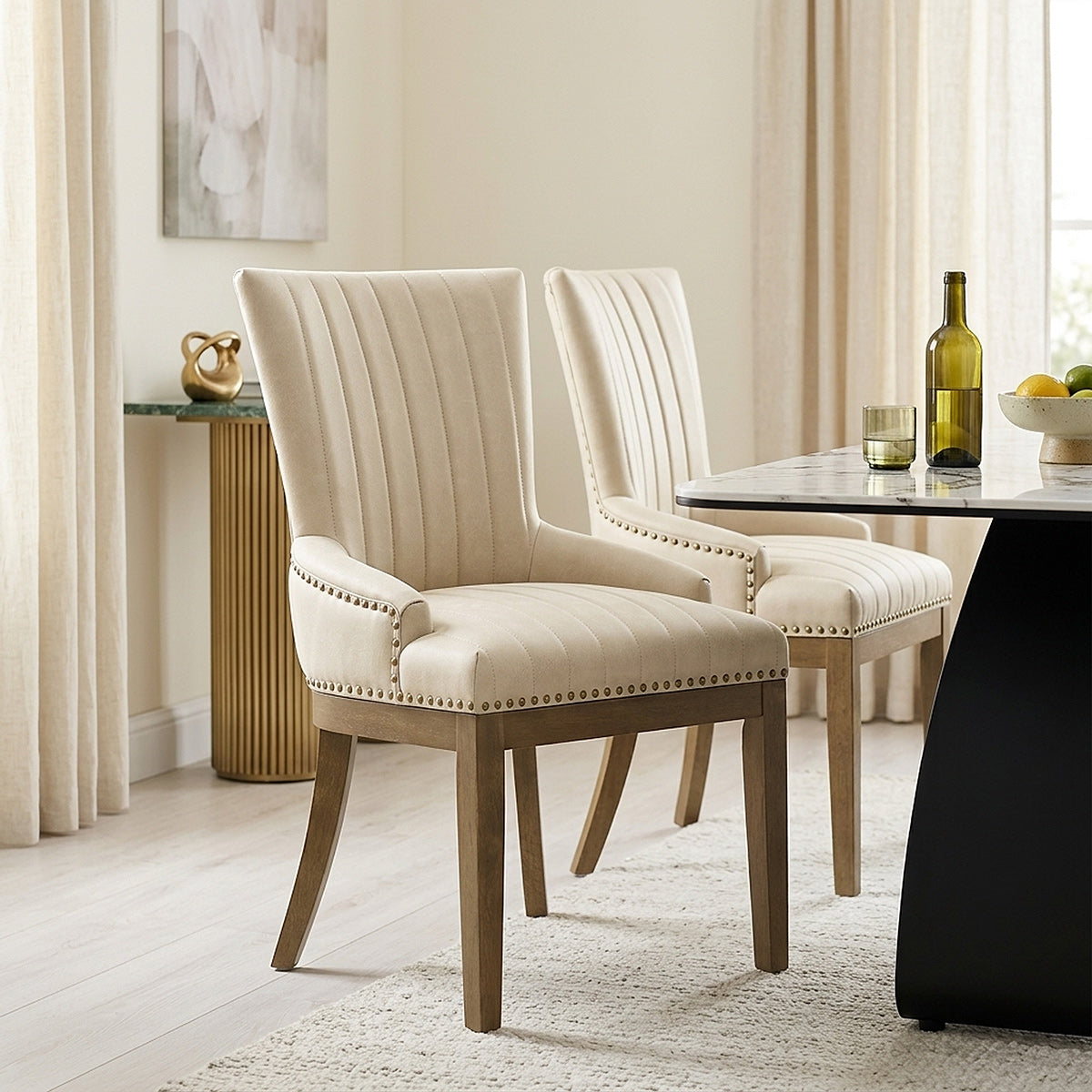 Sedia da pranzo Ecopelle Quercia - Chiltern Beige