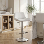 Sgabello Ecopelle Cromo Satinato - Christiana Grigio