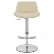 Sgabello Ecopelle Cromo Satinato - Christiana Crema