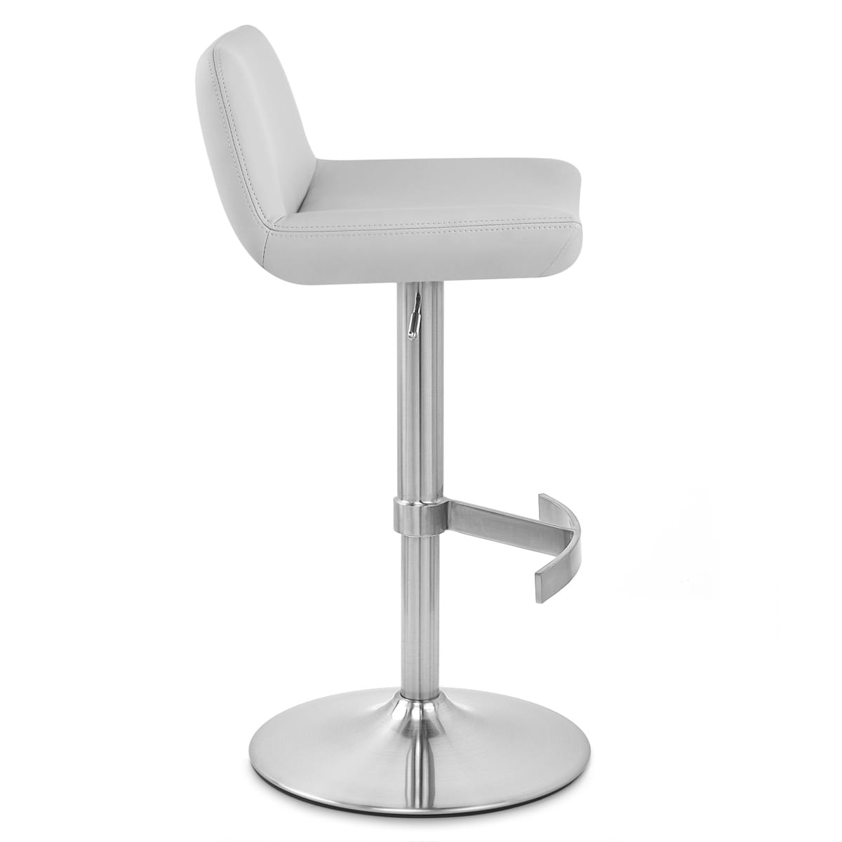 Sgabello Ecopelle Cromo Satinato - Christiana Grigio