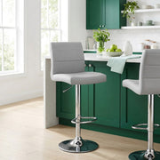 Sgabello Ecopelle Cromato - Breakfast Grigio