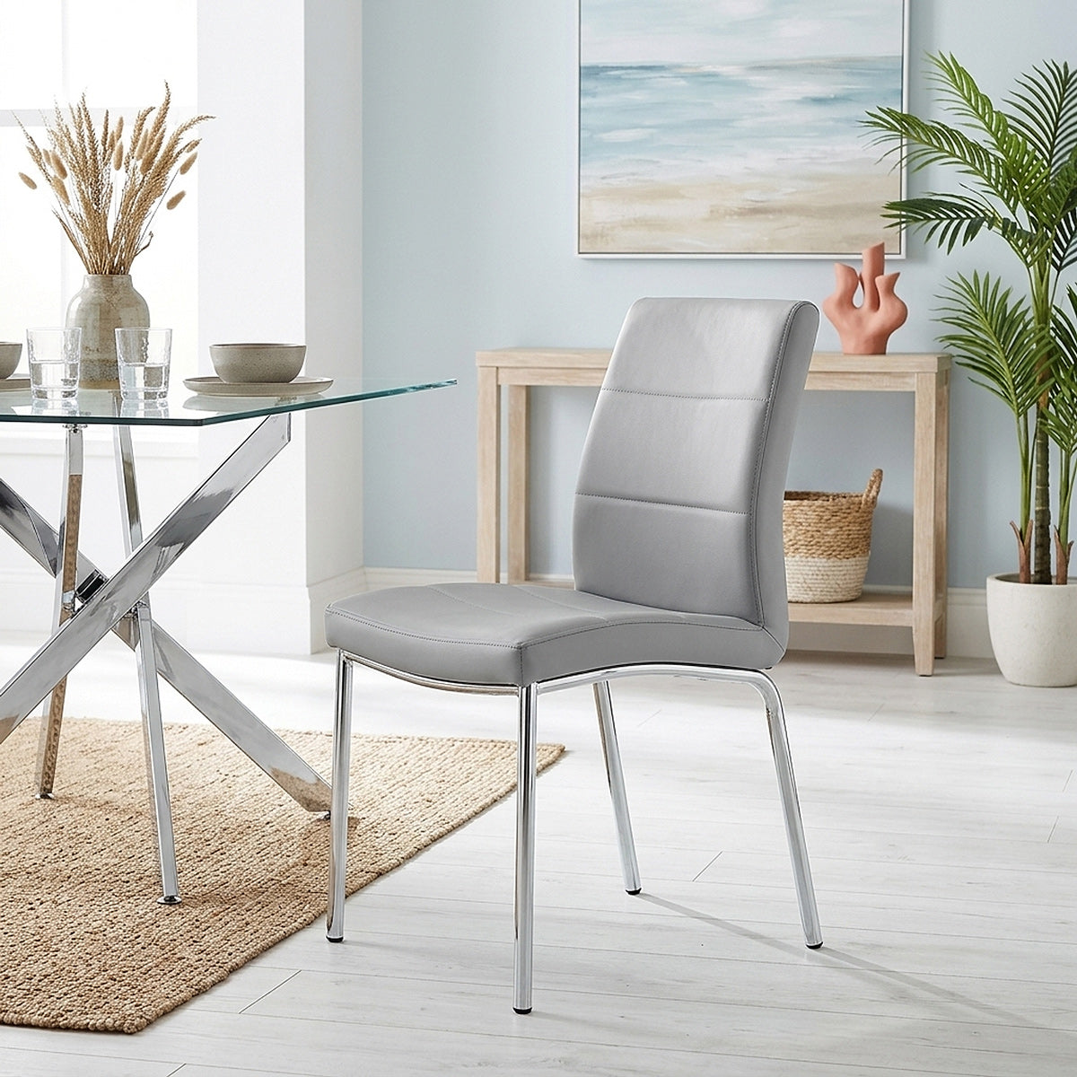 Sedia Ecopelle Cromato - Breakfast Grigio
