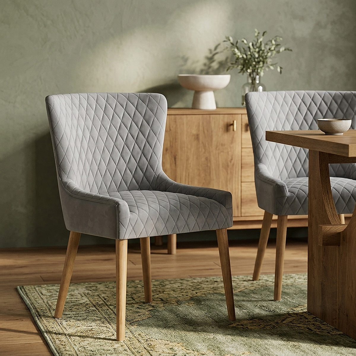 Sedia Velluto Quercia - City Grigio
