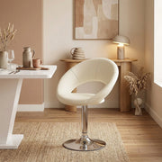 Sedia girevole Ecopelle Cromato - Clementine Crema