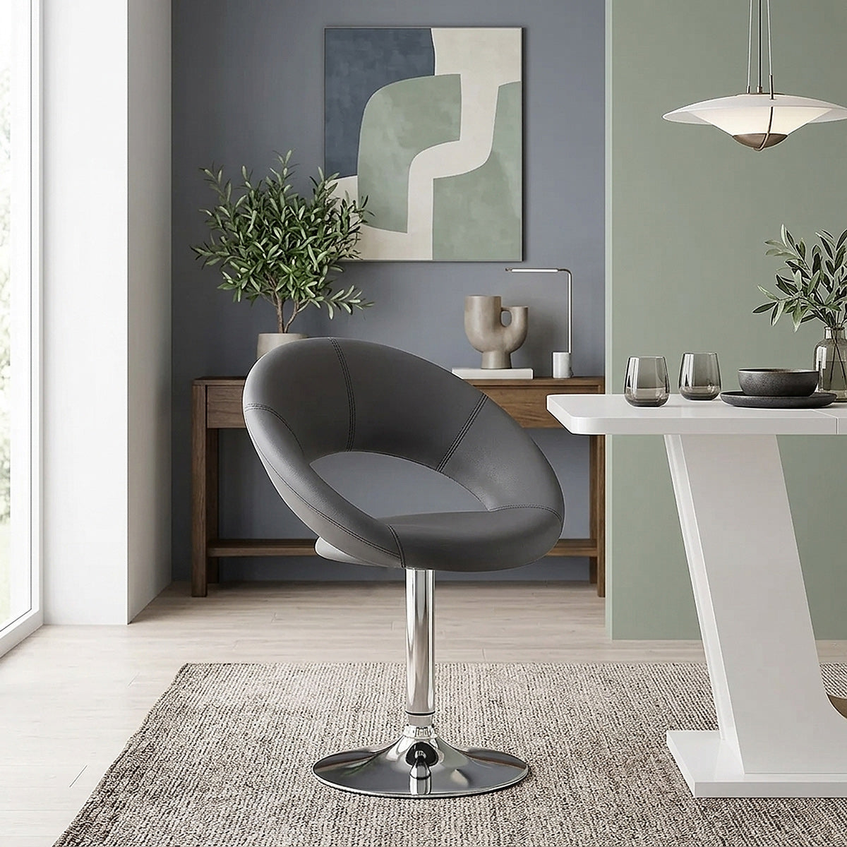 Sedia girevole Ecopelle Cromato - Clementine Grigio