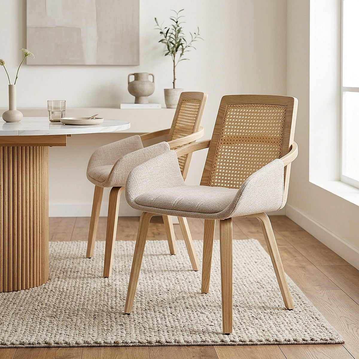 Sedia Legno Tessuto - Cleveland Crema