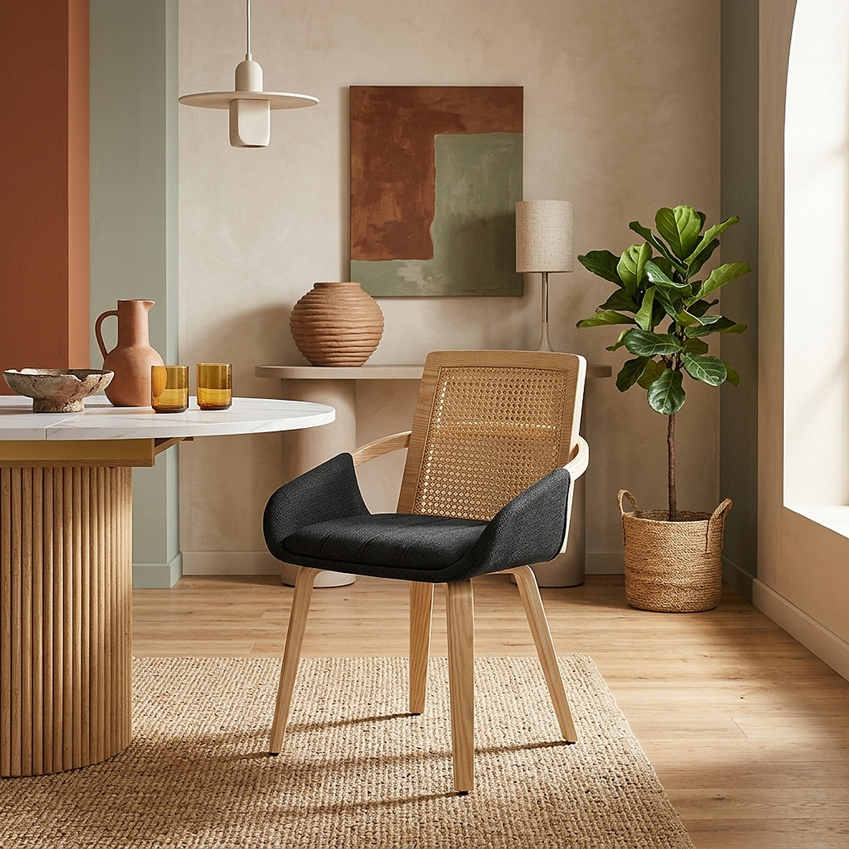 Sedia Legno Tessuto - Cleveland Nero