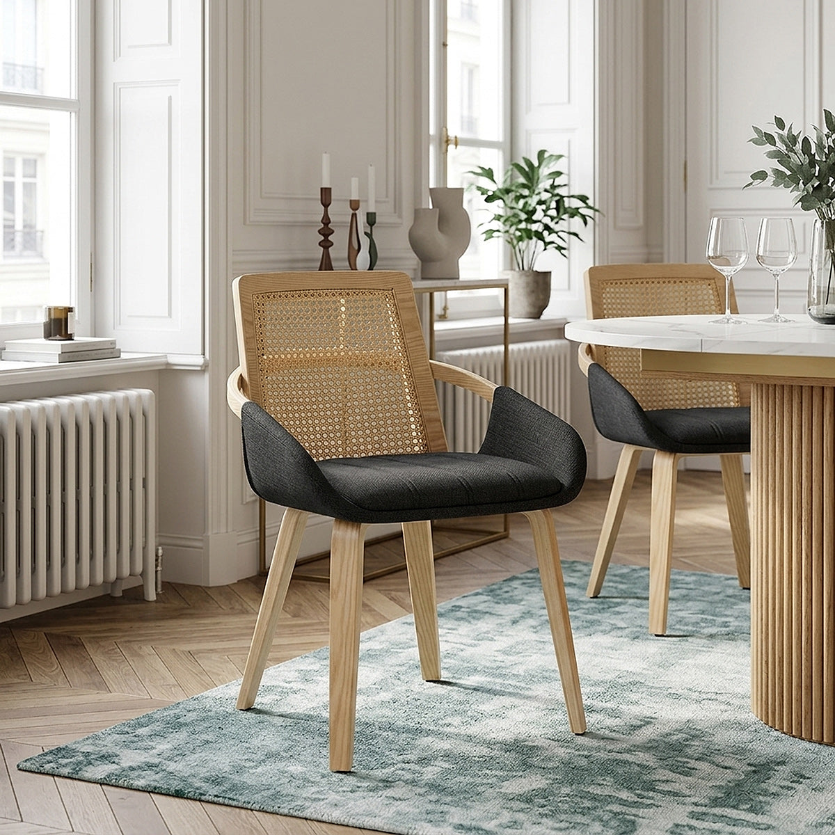 Sedia Legno Tessuto - Cleveland Nero