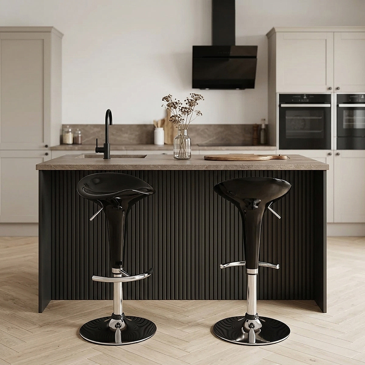 Sgabello Plastica Cromato - Gloss Coco Nero